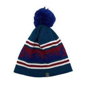 Stio Mountain Stripe Wool Blend Knit Pom Beanie Winter Hat Cap Adult Onesize